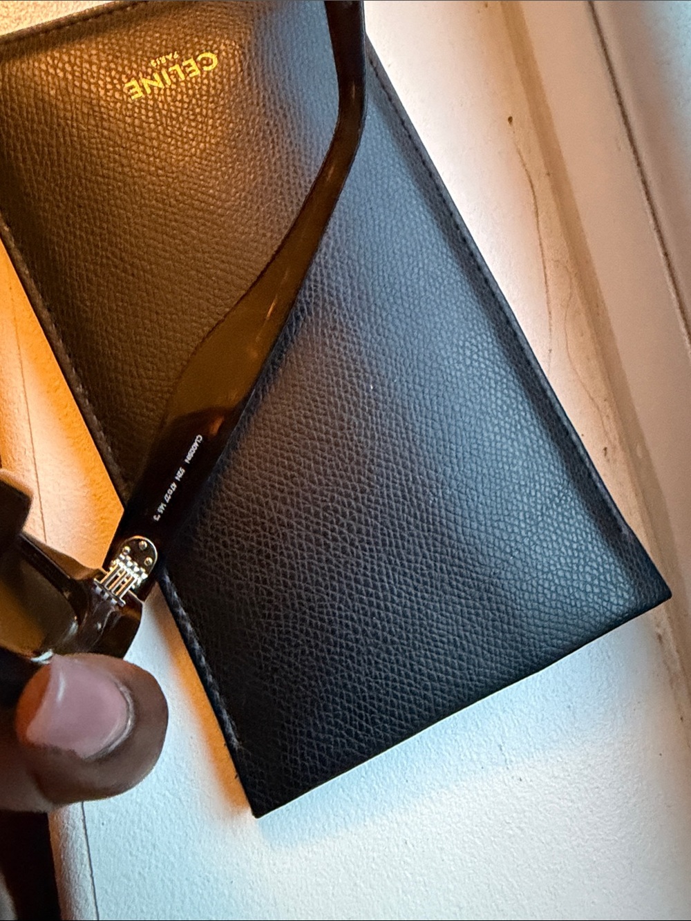 Celine Glossy Black Cat-Eye Sunglasses with Textured Case - Picture 2 of 4